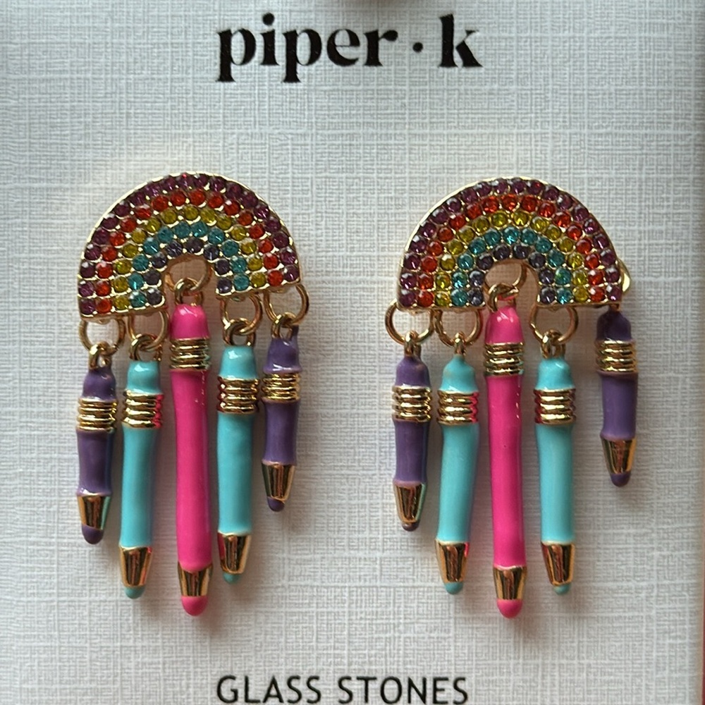 New Piper K Rainbow Dangle Earrings